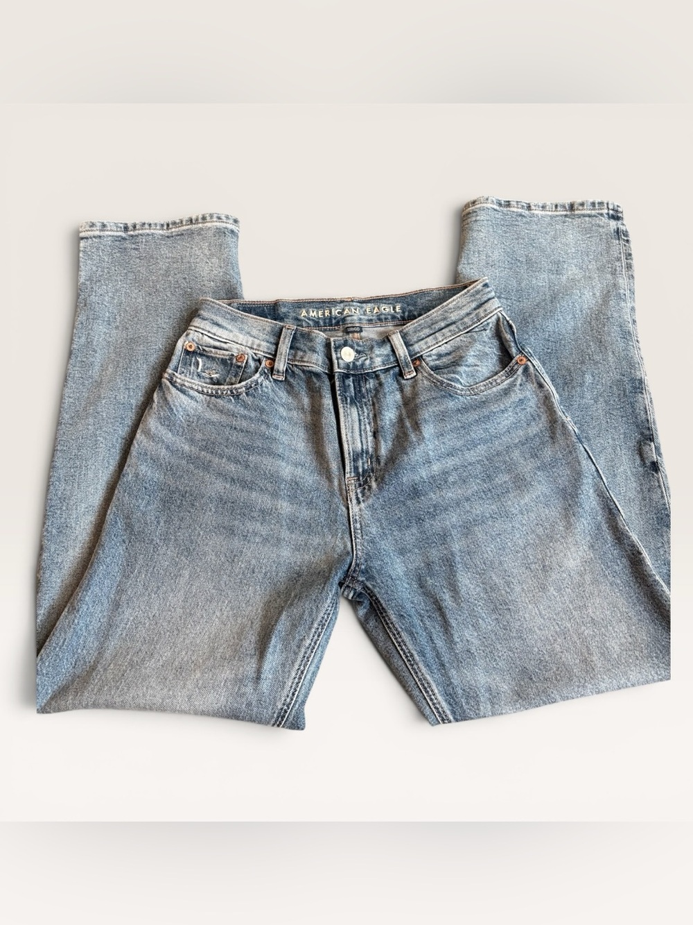 American Eagle Straight Leg Jeans Size 00 Light Wash High Rise